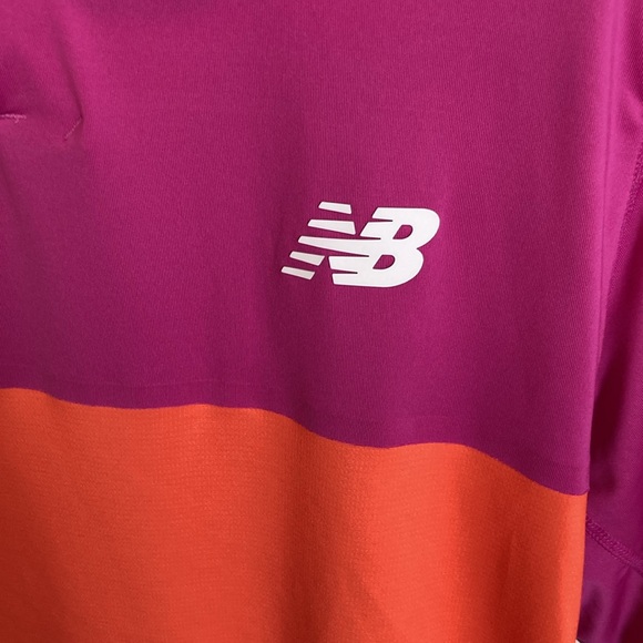 New Balance Tournament Men's Tennis Polo - Purple / Orange Size S - Picture 4 of 7